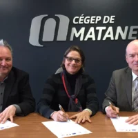 La direction générale du cégep avec le maire de Matane